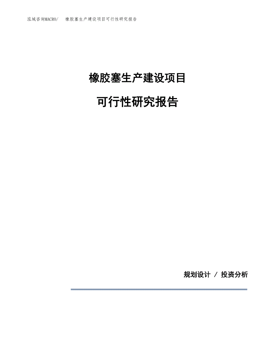 范文橡胶塞生产建设项目可行性研究报告_第1页