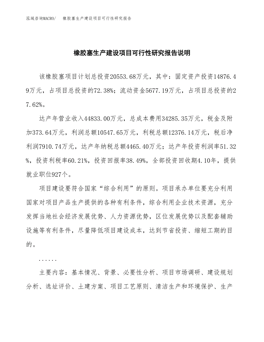 范文橡胶塞生产建设项目可行性研究报告_第2页