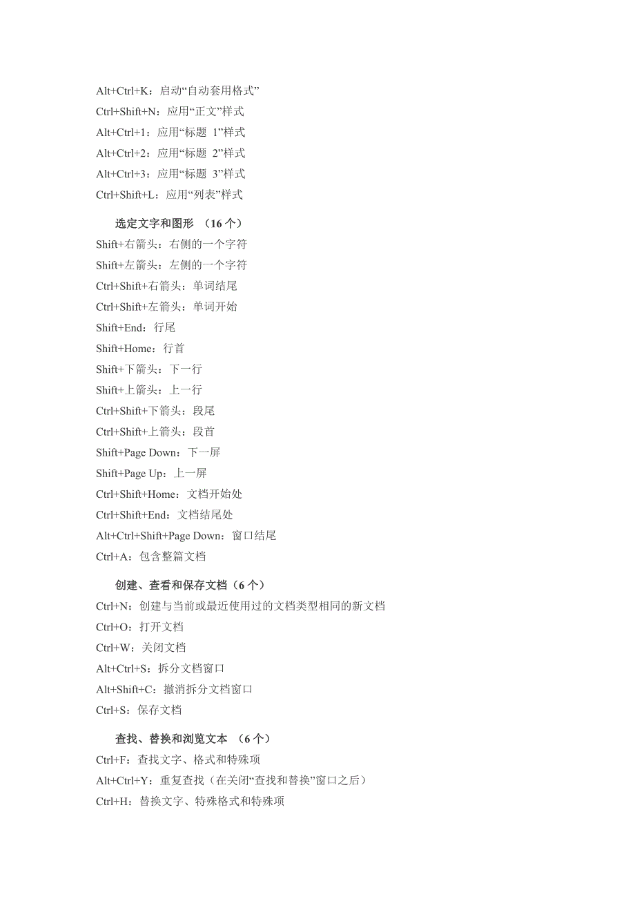 Word最常用的100个通用快捷键_第3页