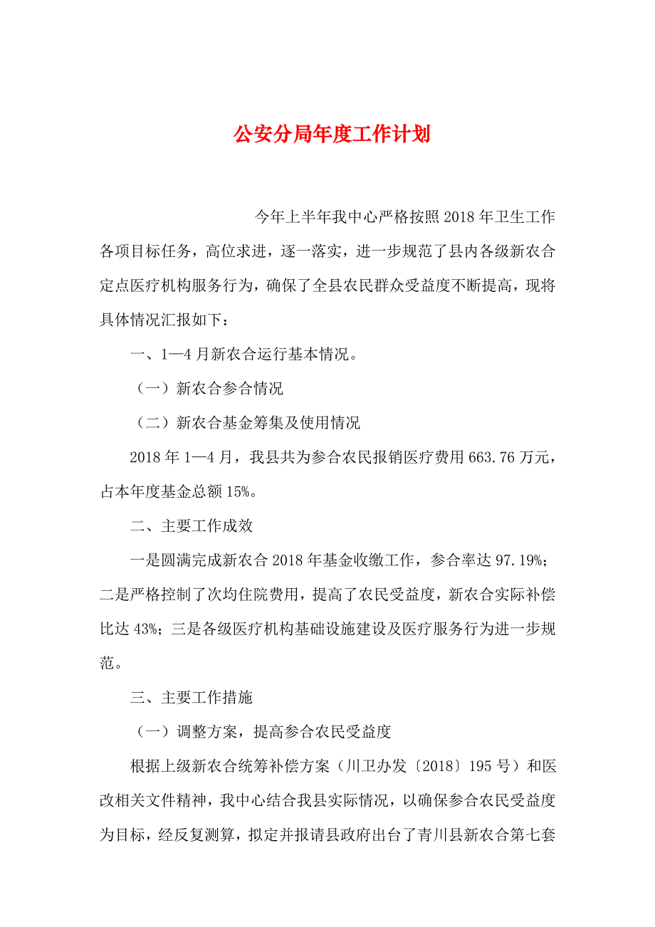 2019年整理公安分局年度工作计划_第1页