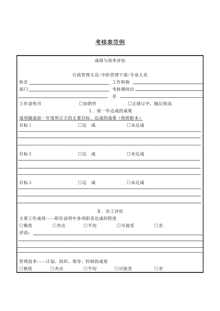 绩效考核表样本_第1页