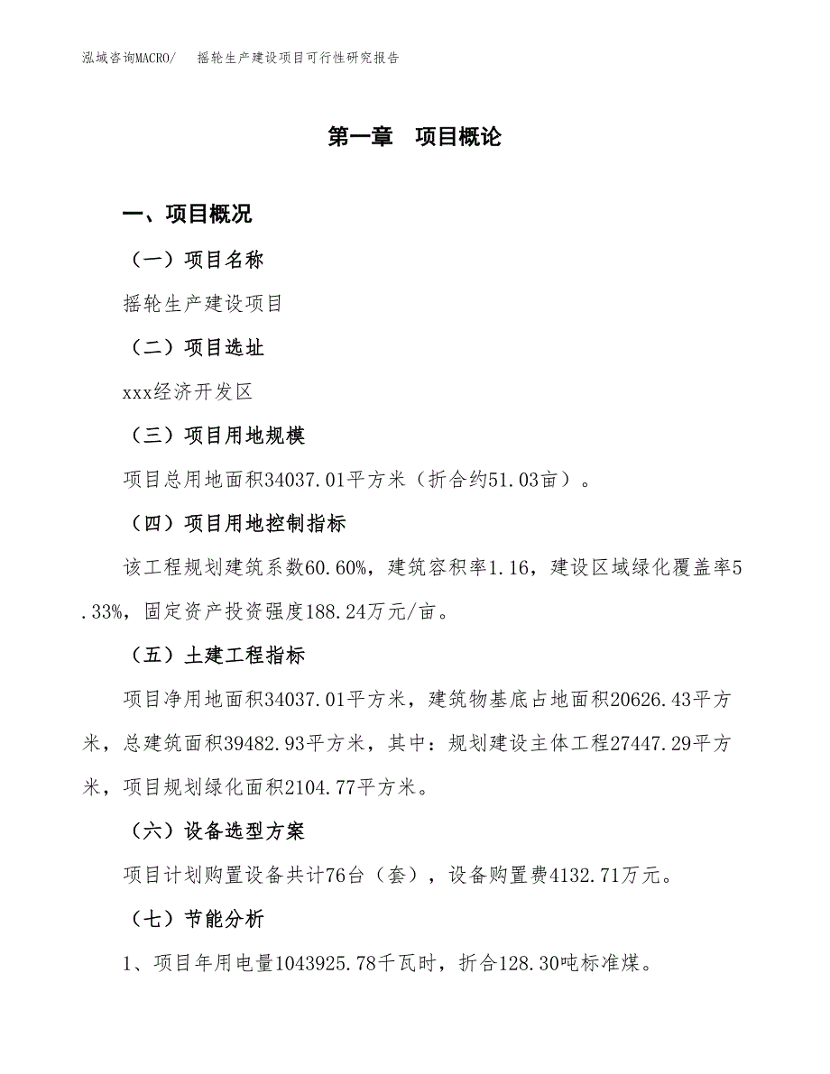 范文摇轮生产建设项目可行性研究报告_第4页