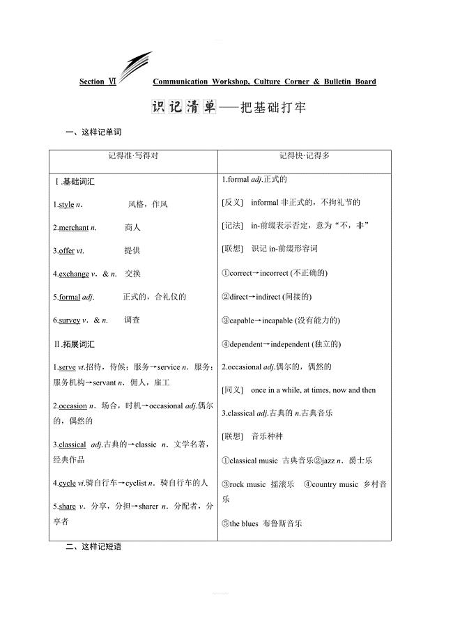 2017-2018高中英语北师大版必修1：Unit 1 Section Ⅵ 版含答案