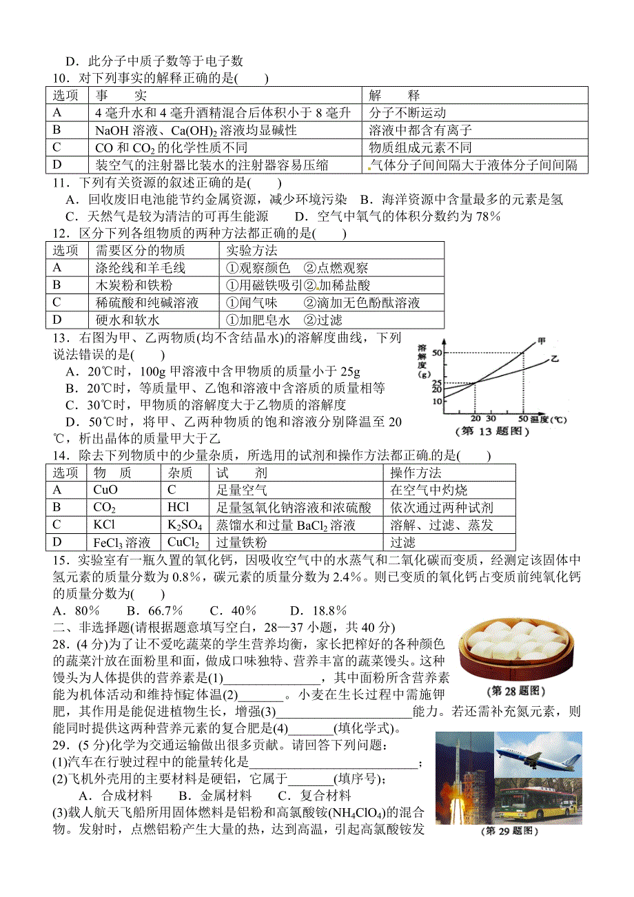 2014年中考化学试卷有部分解析（95份）黑龙江省哈尔滨市2014年中考化学试题（彩图版，含答案）_第2页