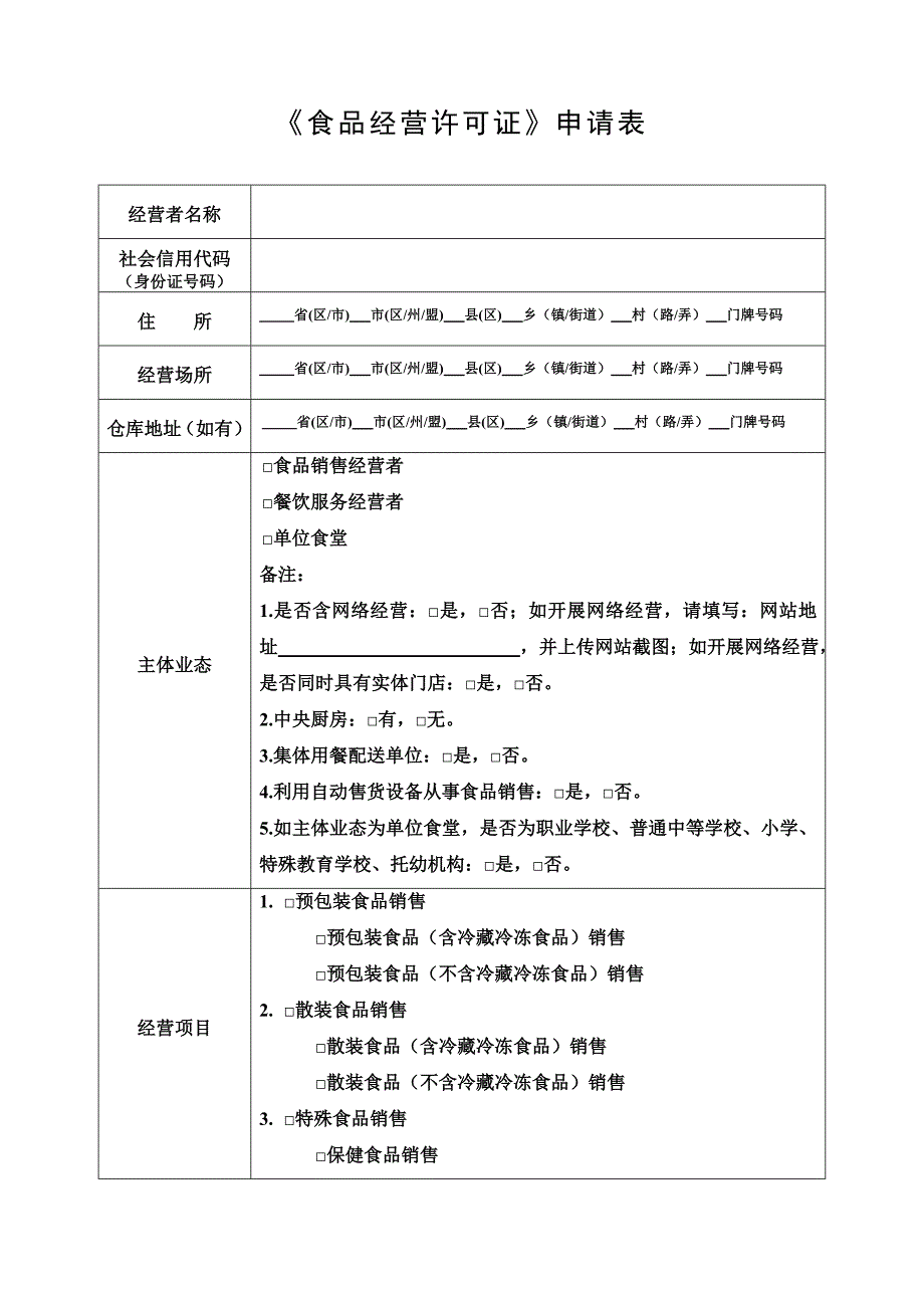 2016年最新《食品经营许可证》申请材料模板资料_第4页