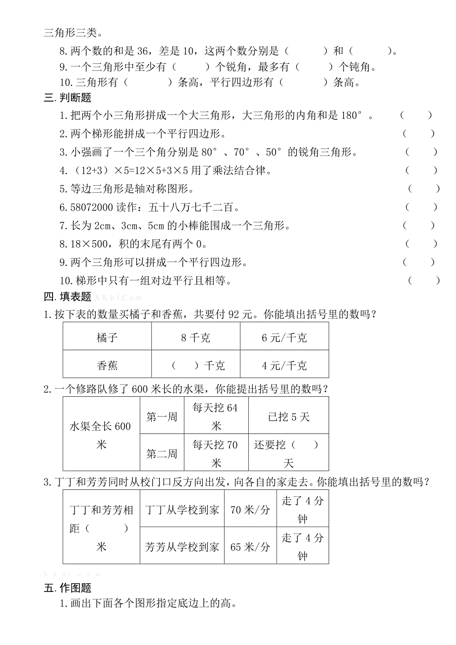 2015年苏教版四年级数学下册期末练习三_第2页