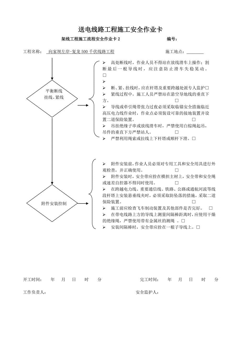 送电线路工程各工序施工安全作业卡_第5页