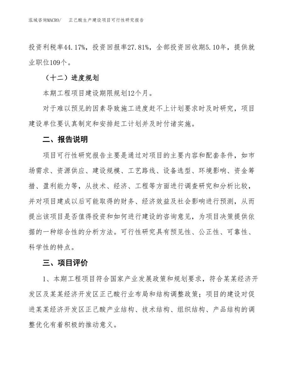 范文正己酸生产建设项目可行性研究报告_第5页