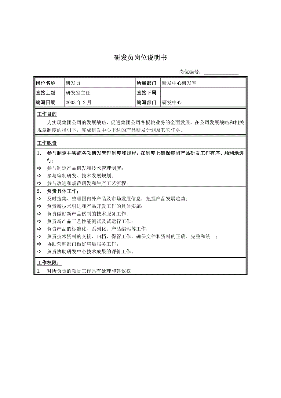 研究开发部工作说明书大全1_第1页