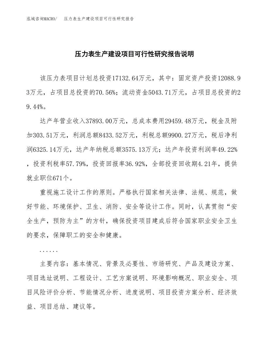 范文压力表生产建设项目可行性研究报告_第2页