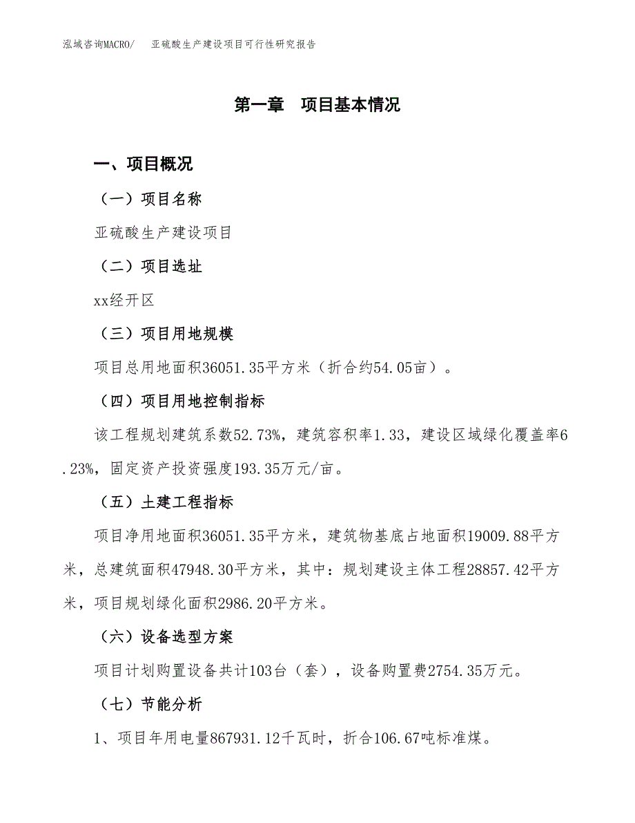 范文亚硫酸生产建设项目可行性研究报告_第3页