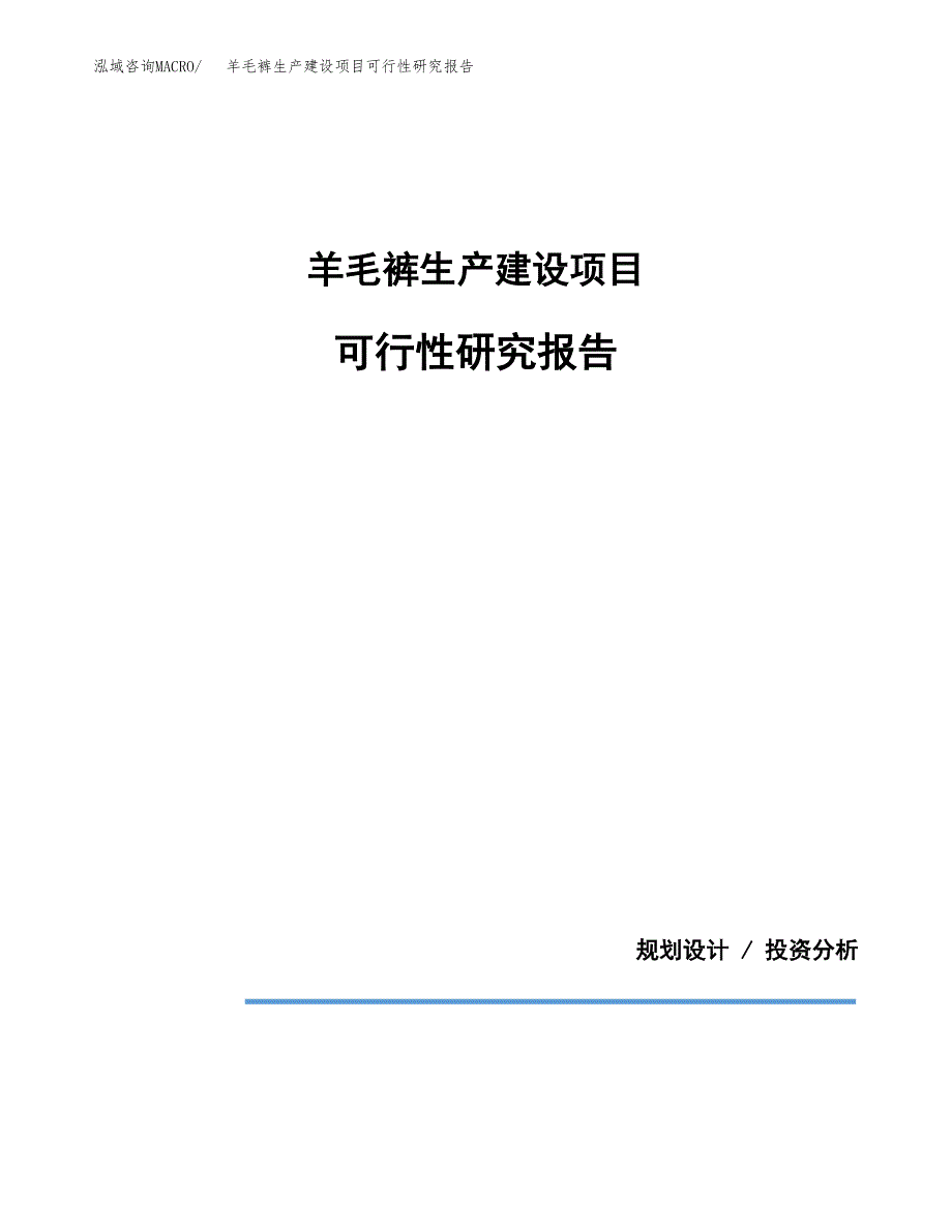 范文羊毛裤生产建设项目可行性研究报告_第1页