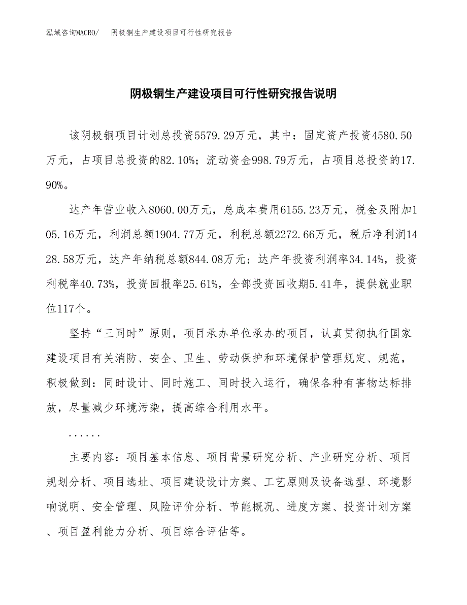 范文阴极铜生产建设项目可行性研究报告_第2页