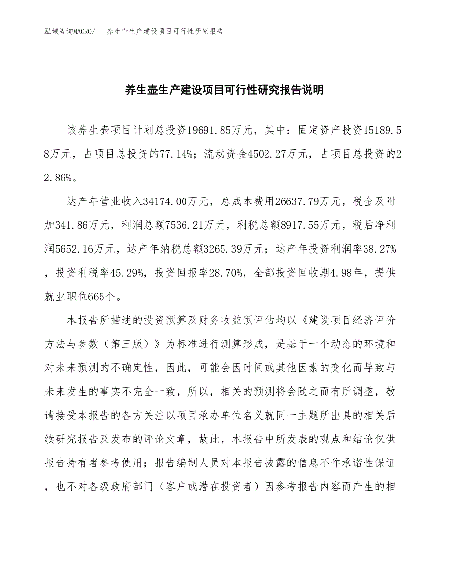 范文养生壶生产建设项目可行性研究报告_第2页