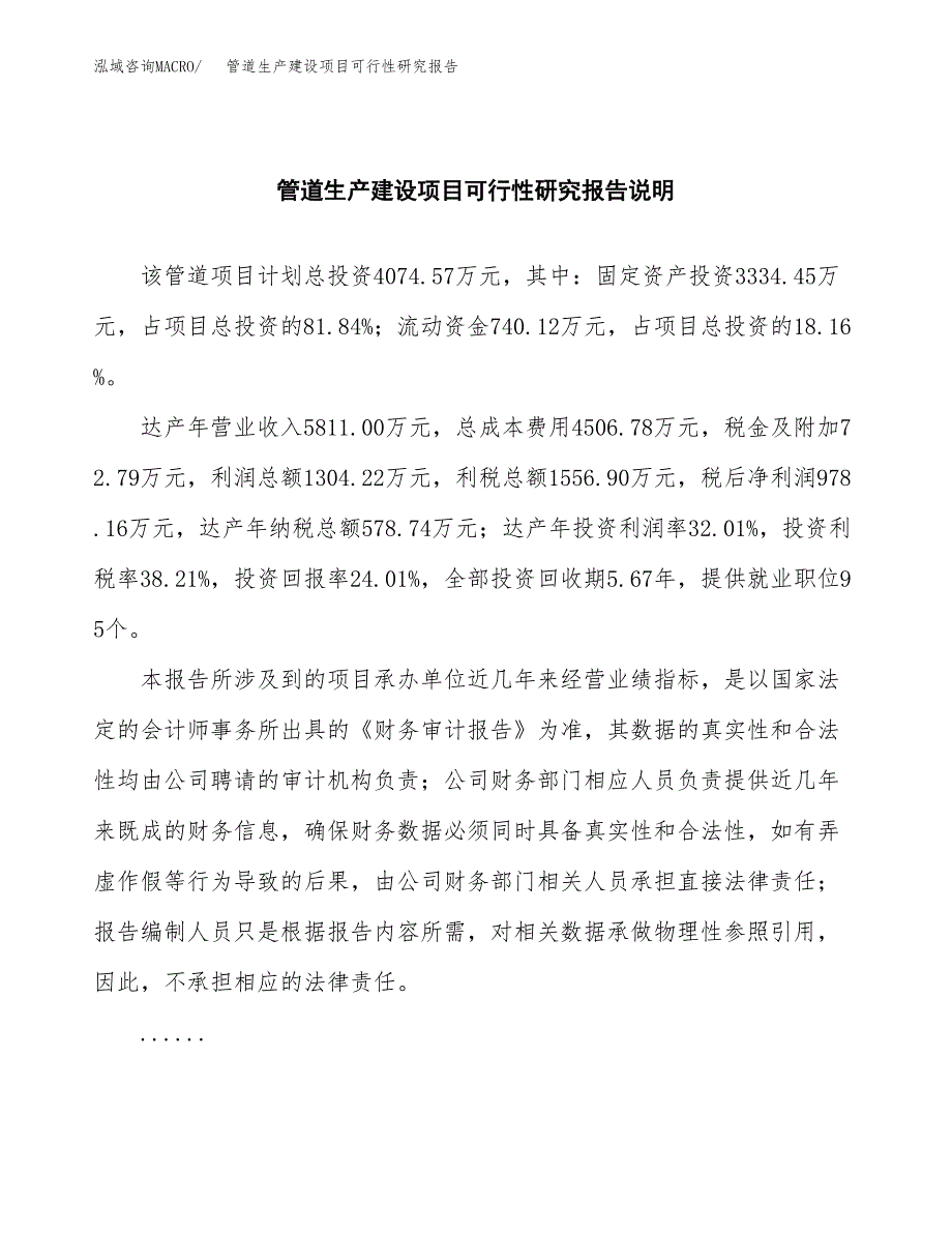 范文管道生产建设项目可行性研究报告_第2页