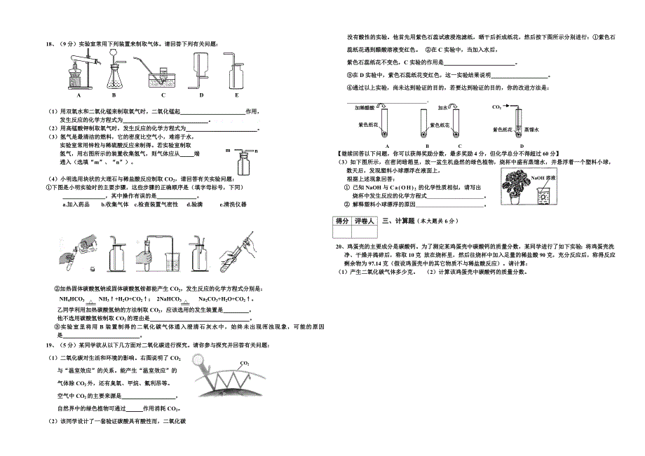 初三化学第六单元碳与碳的化合物试卷_第2页