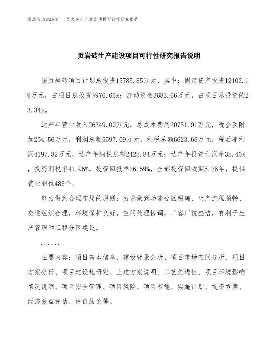 范文页岩砖生产建设项目可行性研究报告_第2页