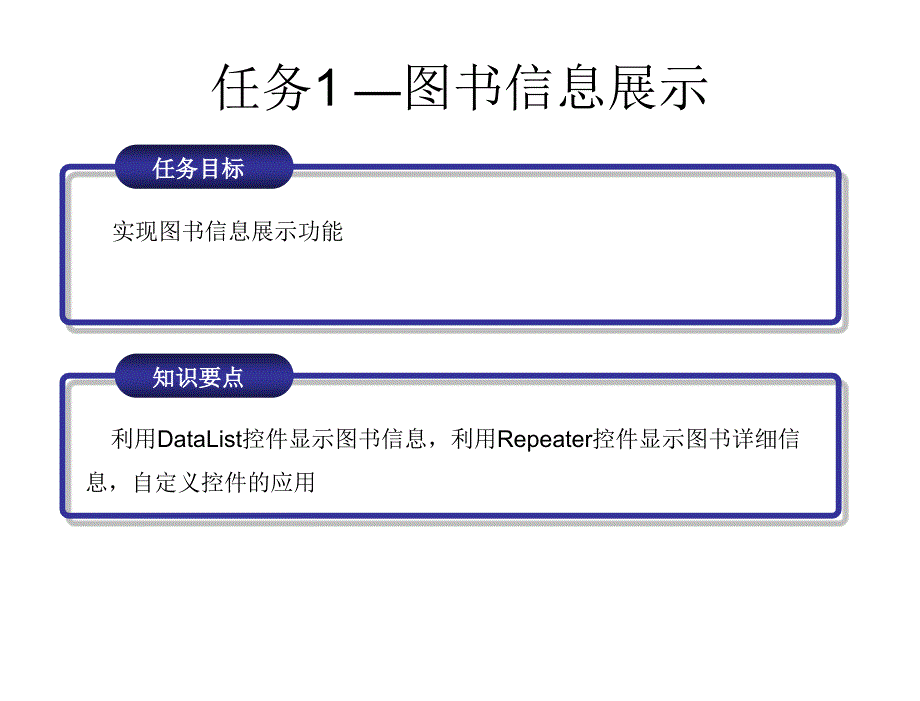 ASP.NET程序设计实例教程第2版普通高等教育“十一五”国家级规划教材教学课件作者宁云智刘志成李德奇第9章节图书信息浏览模块设计_第4页