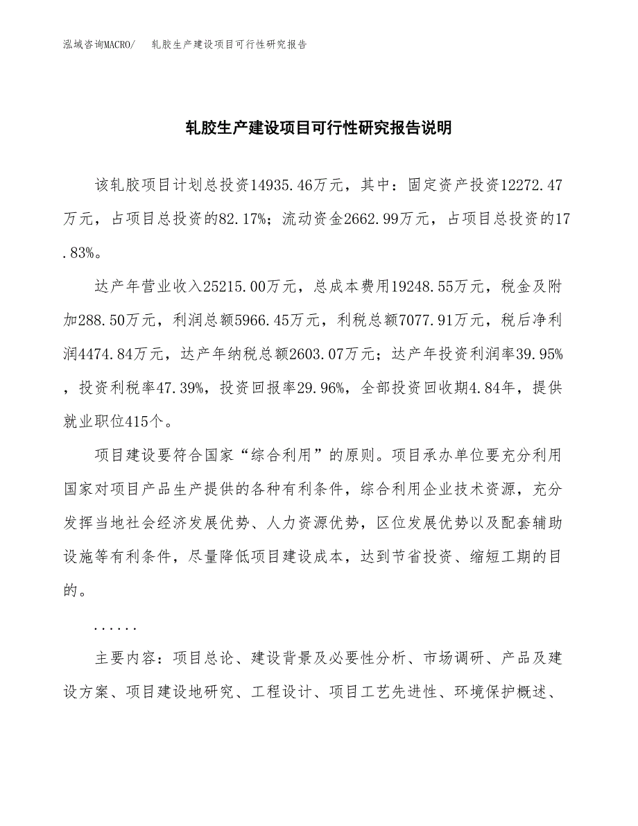 范文轧胶生产建设项目可行性研究报告_第2页