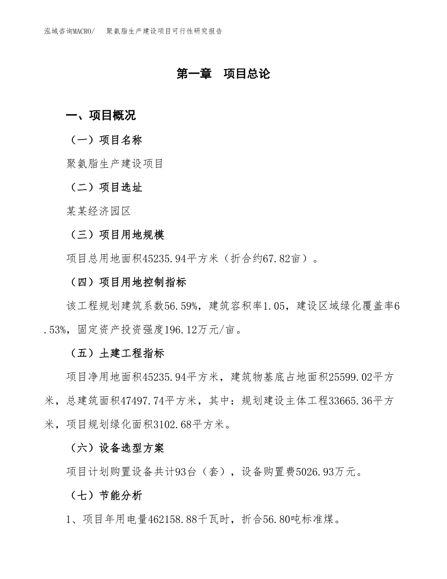 范文聚氨脂生产建设项目可行性研究报告_第4页