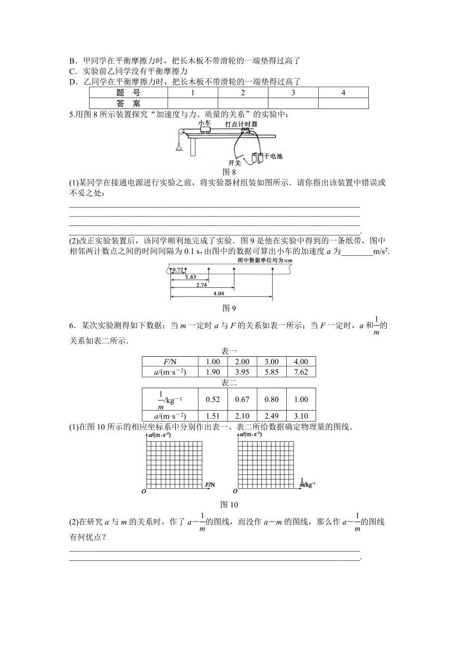 2015年必修一第四章-牛顿运动定律课时作业题解析（8份）第四章 第2节_第5页