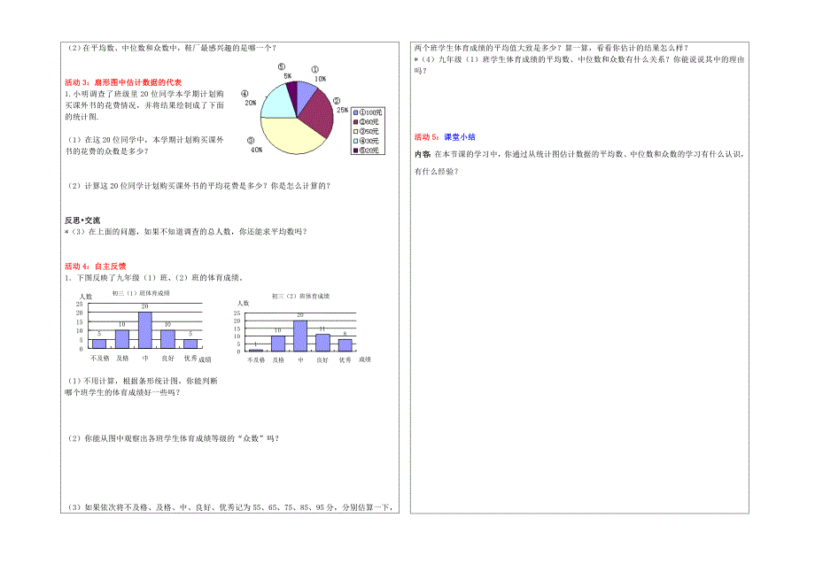 2015年秋八年级上册6-3从统计图分析数据的集中趋势导学案_第2页