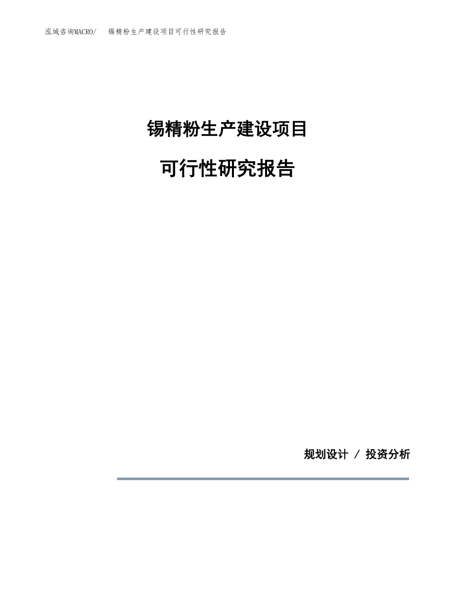 范文锡精粉生产建设项目可行性研究报告_第1页