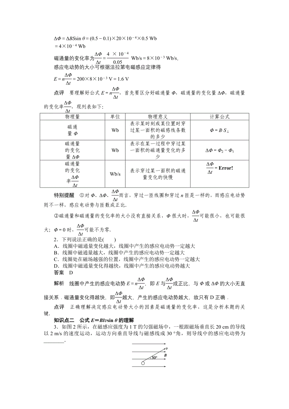 2015年人教版高中物理选修3-2第四章电磁感应作业题解析（1第四章 电磁感应 第4节_第2页