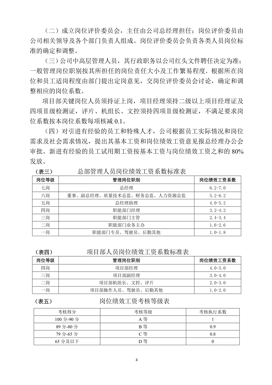 薪酬制度试行版2016版(DOC)_第4页