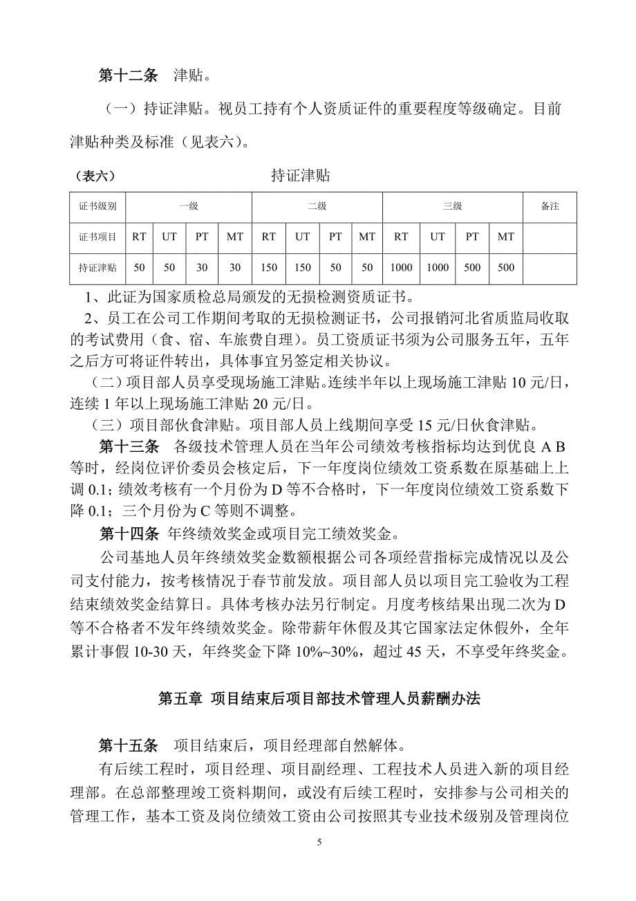 薪酬制度试行版2016版(DOC)_第5页