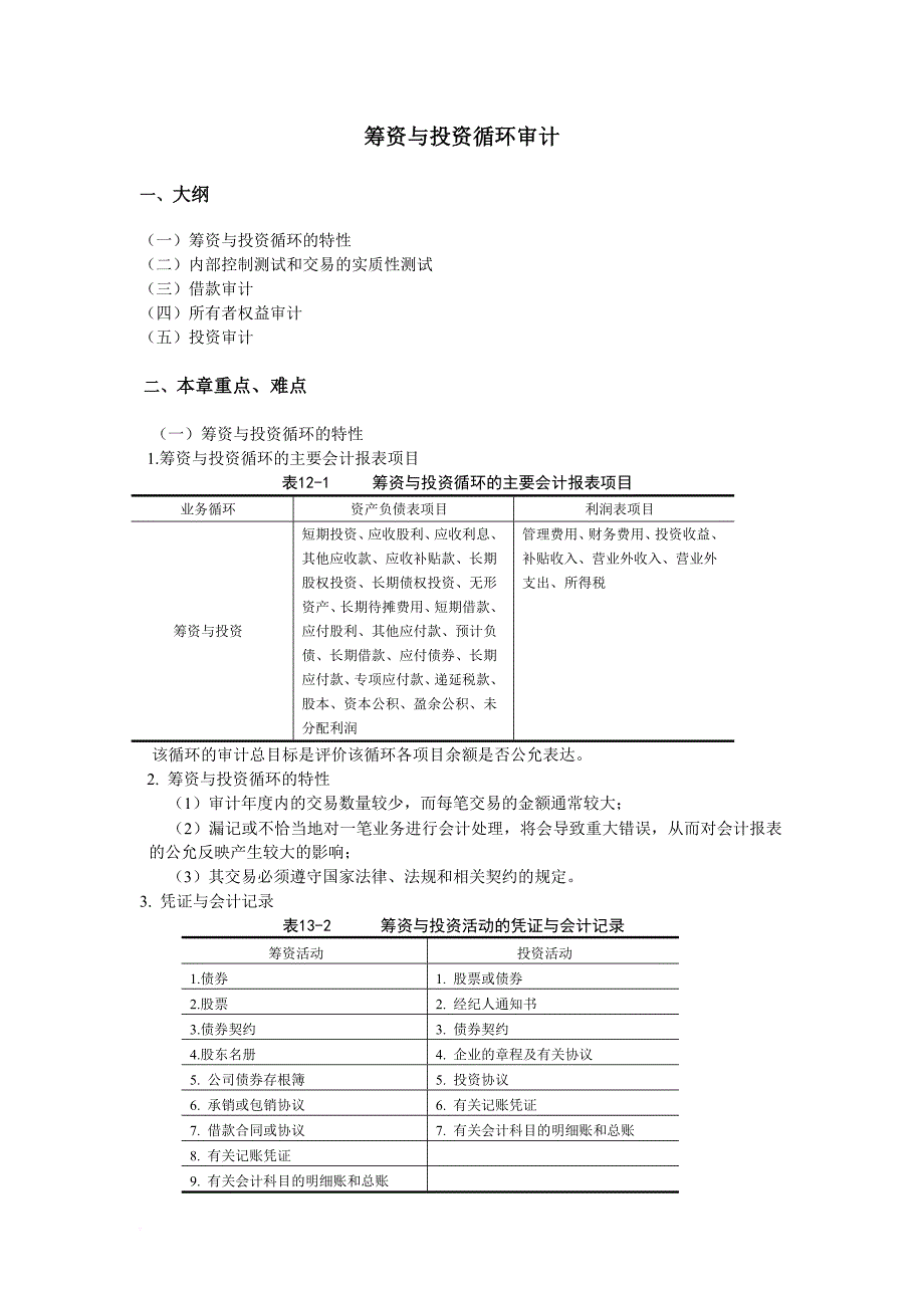 筹资与投资循环审计分析_第1页