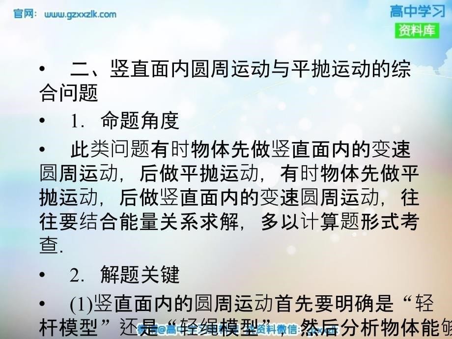 2016年高考物理一轮复习微专题1-8课件+试题含解析打包16套2016年高考物理一轮复习微专题4平抛运动与圆周运动的综合问题课件_第5页