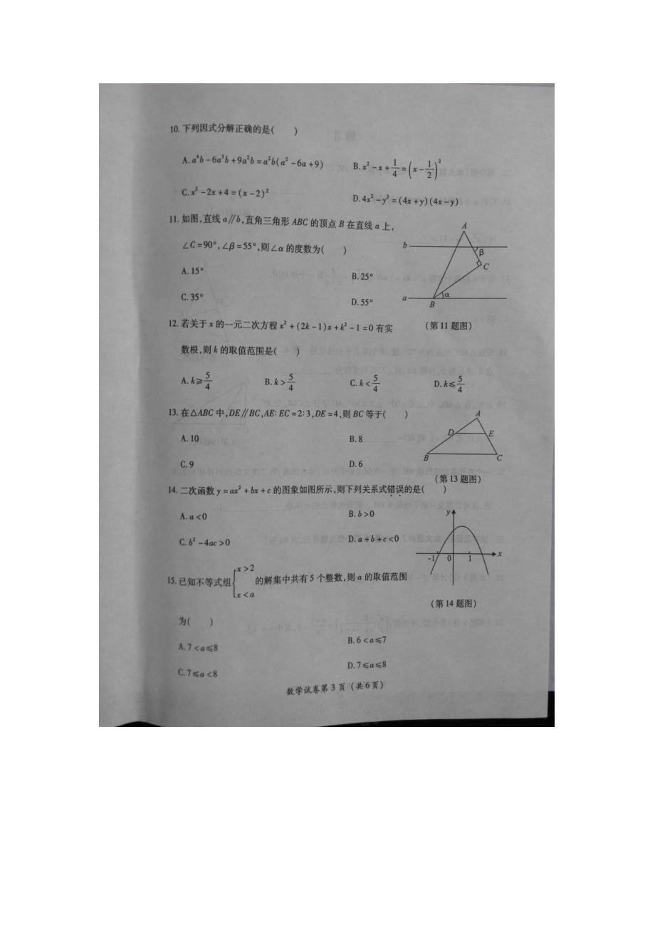 2015年毕节市中考数学试题_第3页