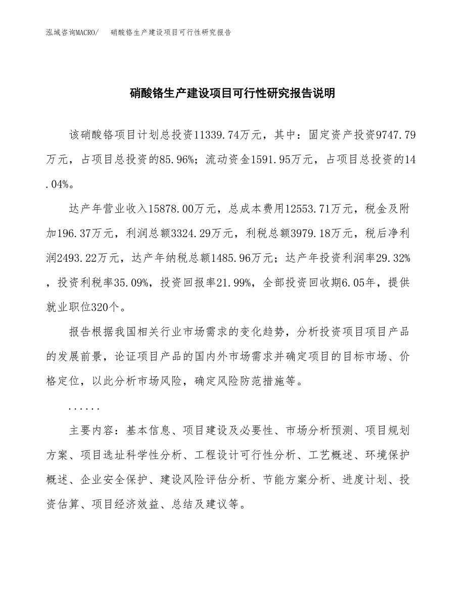 范文硝酸铬生产建设项目可行性研究报告_第2页