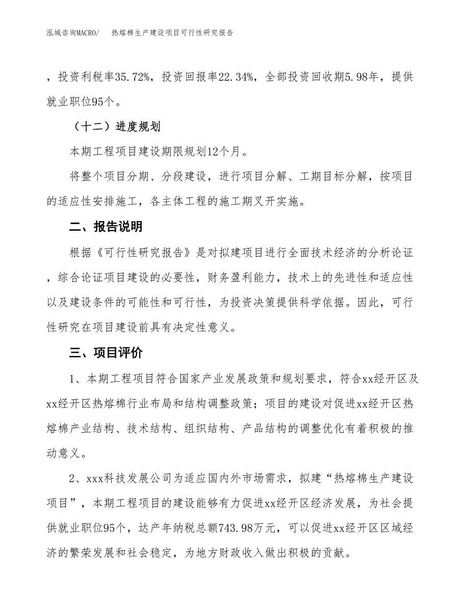 范文热熔棉生产建设项目可行性研究报告_第5页