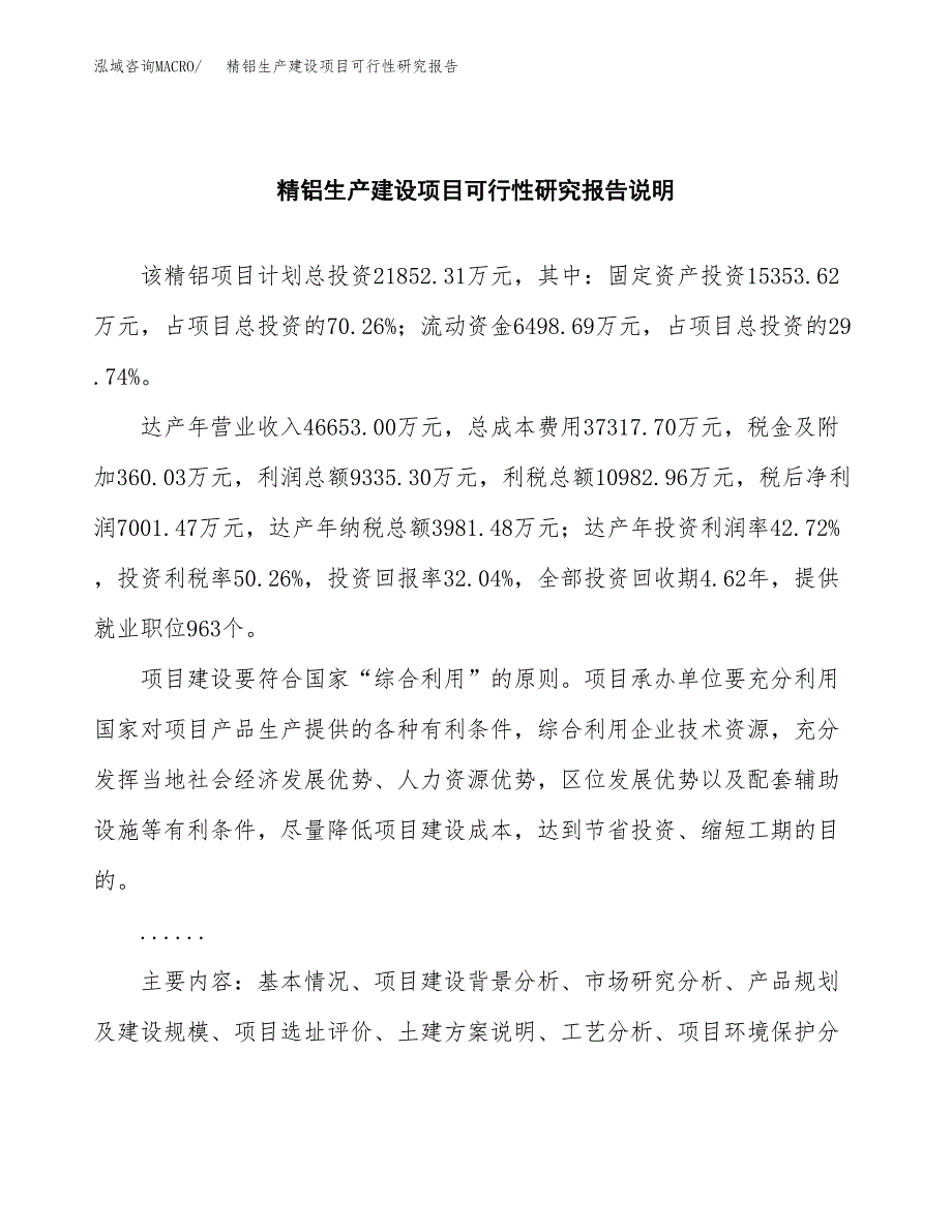 范文精铝生产建设项目可行性研究报告_第2页