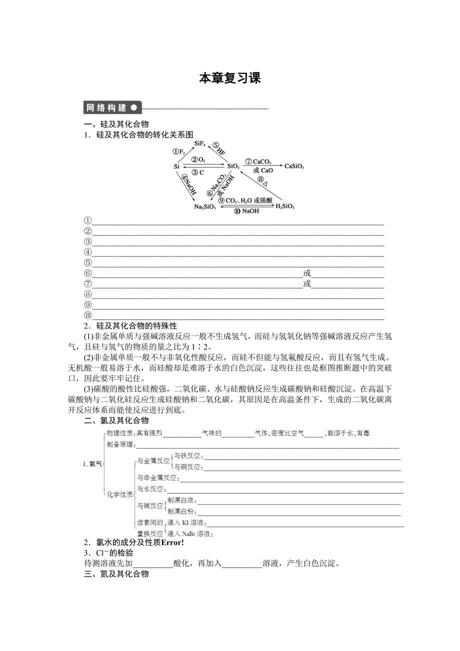 2015年必修一第四章非金属及其化合物作业题解析（13份）第四章 本章复习课_第1页