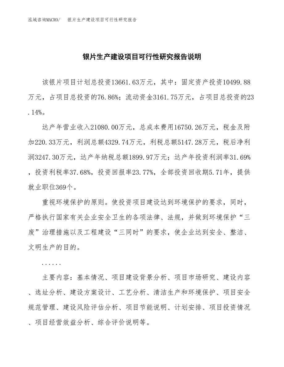 范文银片生产建设项目可行性研究报告_第2页