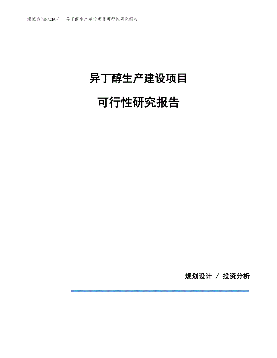 范文异丁醇生产建设项目可行性研究报告_第1页