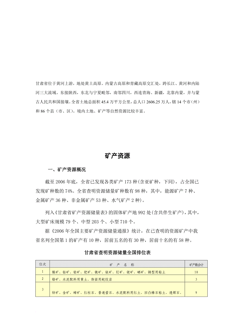 甘肃省矿产资源情况简介_第1页