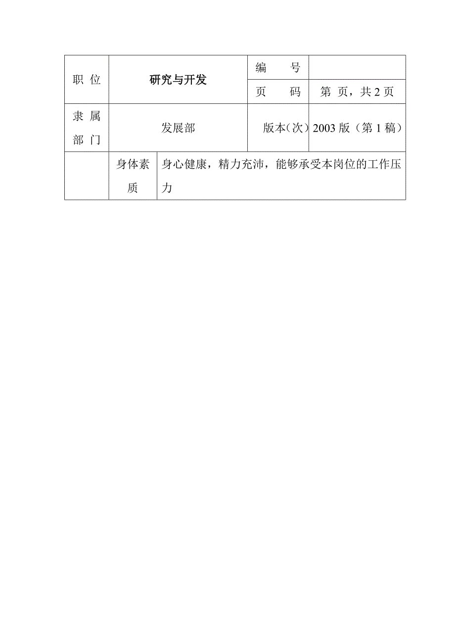 研发部门职位说明书2_第3页