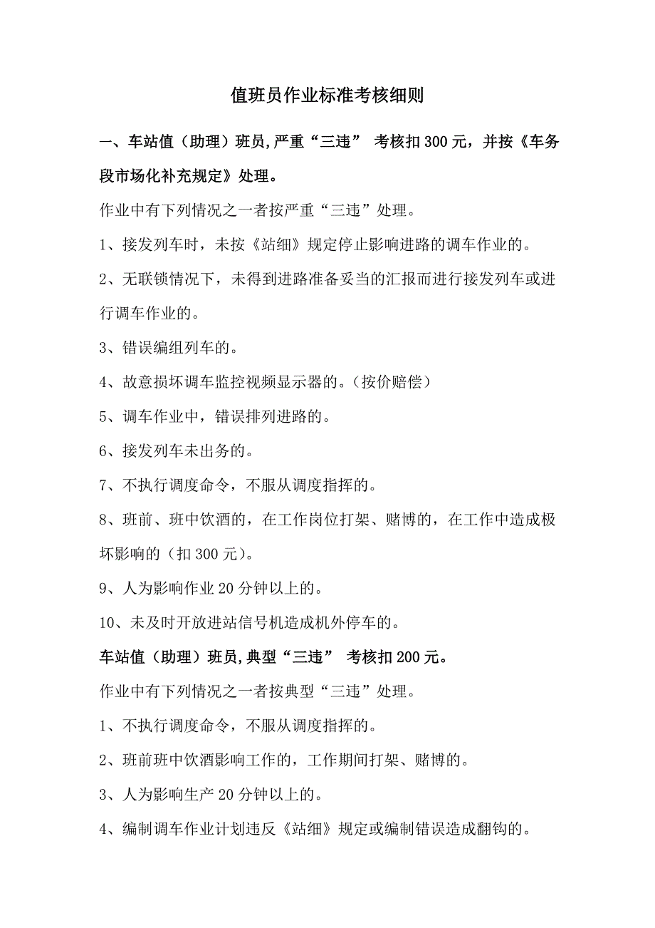 铁路车站值班员作业标准考核细则_第1页