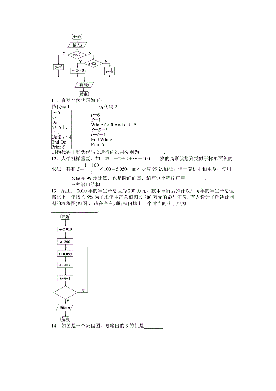 2015苏教版必修三第1章-算法初步作业题解析12套第1章 单元检测卷b_第3页