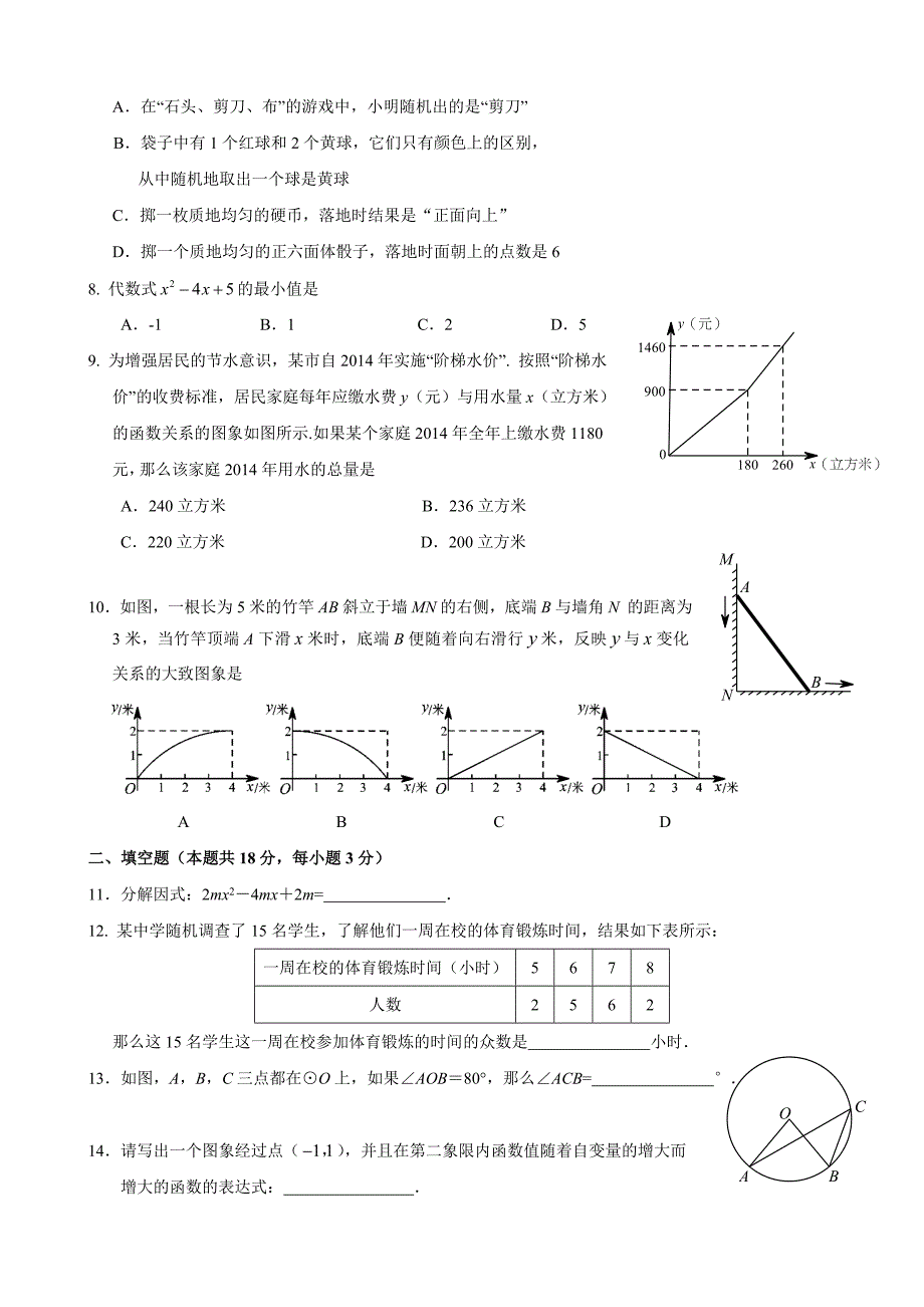 2015年丰台区初三一模数学试卷_第2页
