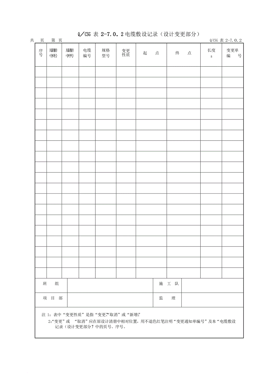 (2012年版)全站电缆施工工程施工记录及质量验评表_第3页