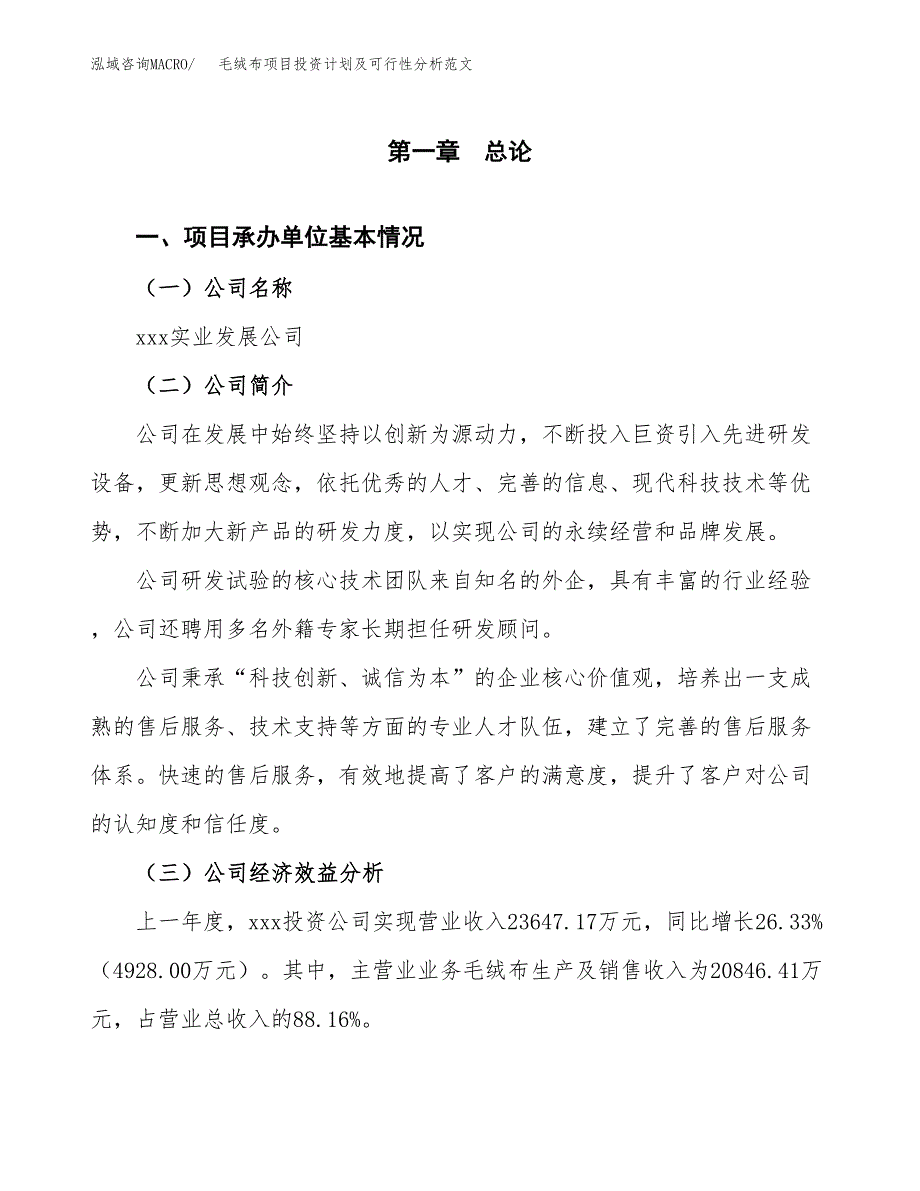 毛绒布项目投资计划及可行性分析范文_第4页