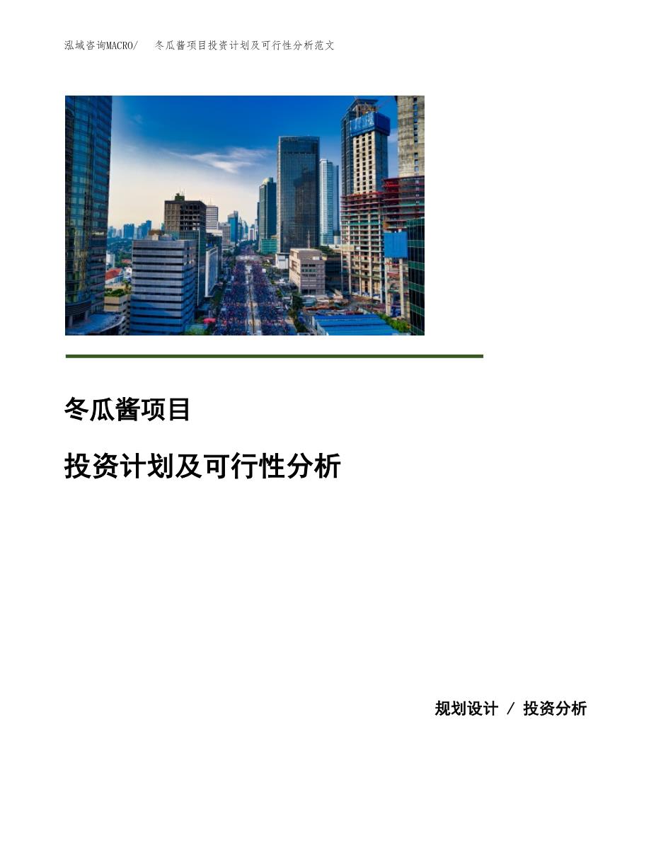 冬瓜酱项目投资计划及可行性分析范文_第1页