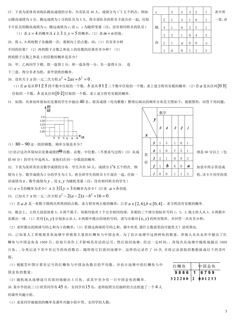 概率与统计练习题1(文)_第3页