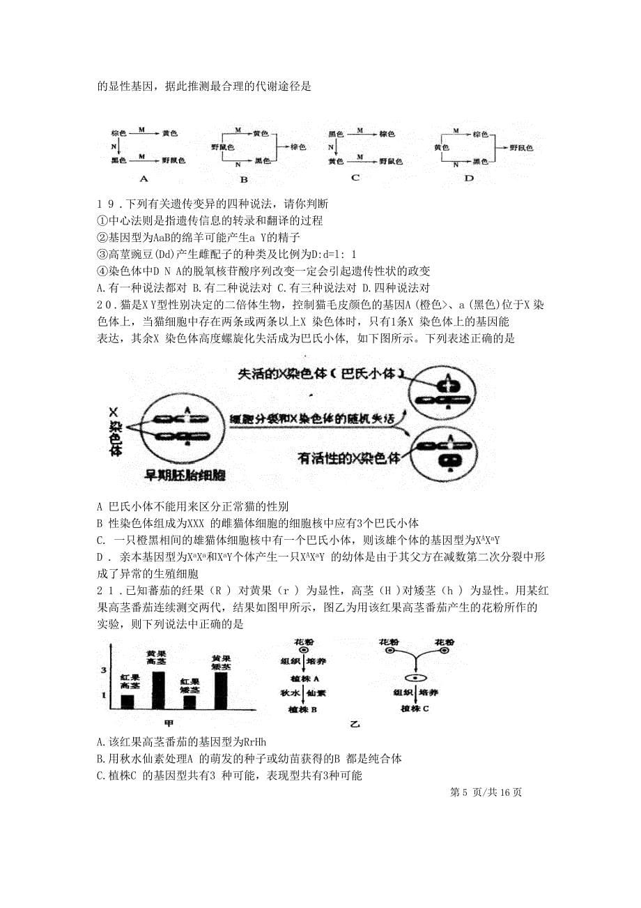 2013浙江省高中生物竞赛试卷及答案_第5页