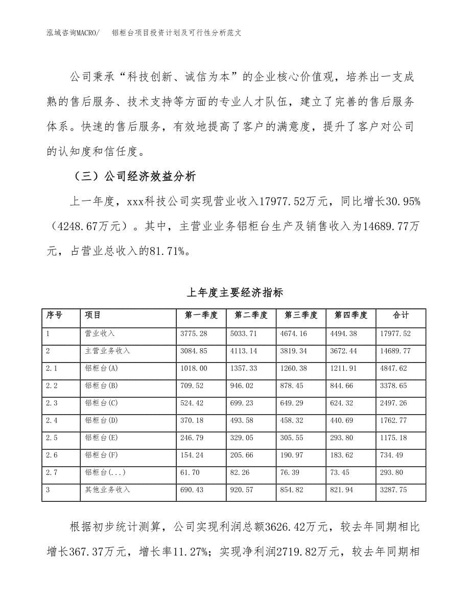 铝柜台项目投资计划及可行性分析范文_第5页